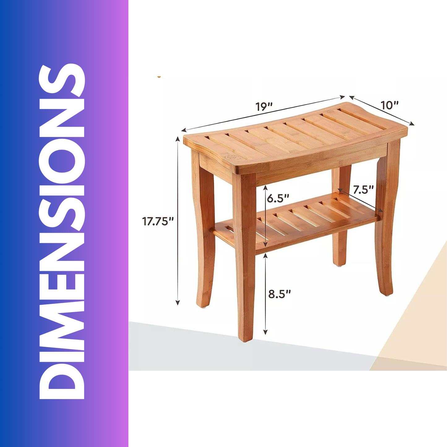 2 Tier Wooden Side Table Shower Stool Natural Brown