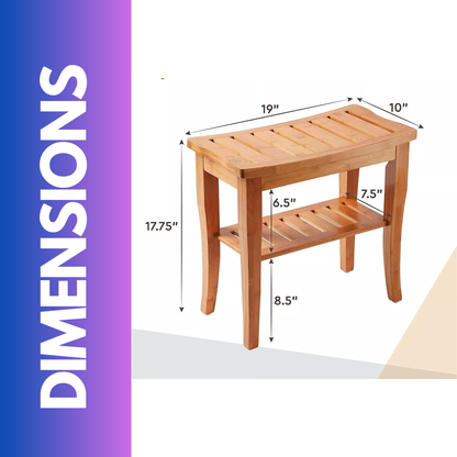 2 Tier Wooden Side Table Shower Stool Natural Brown