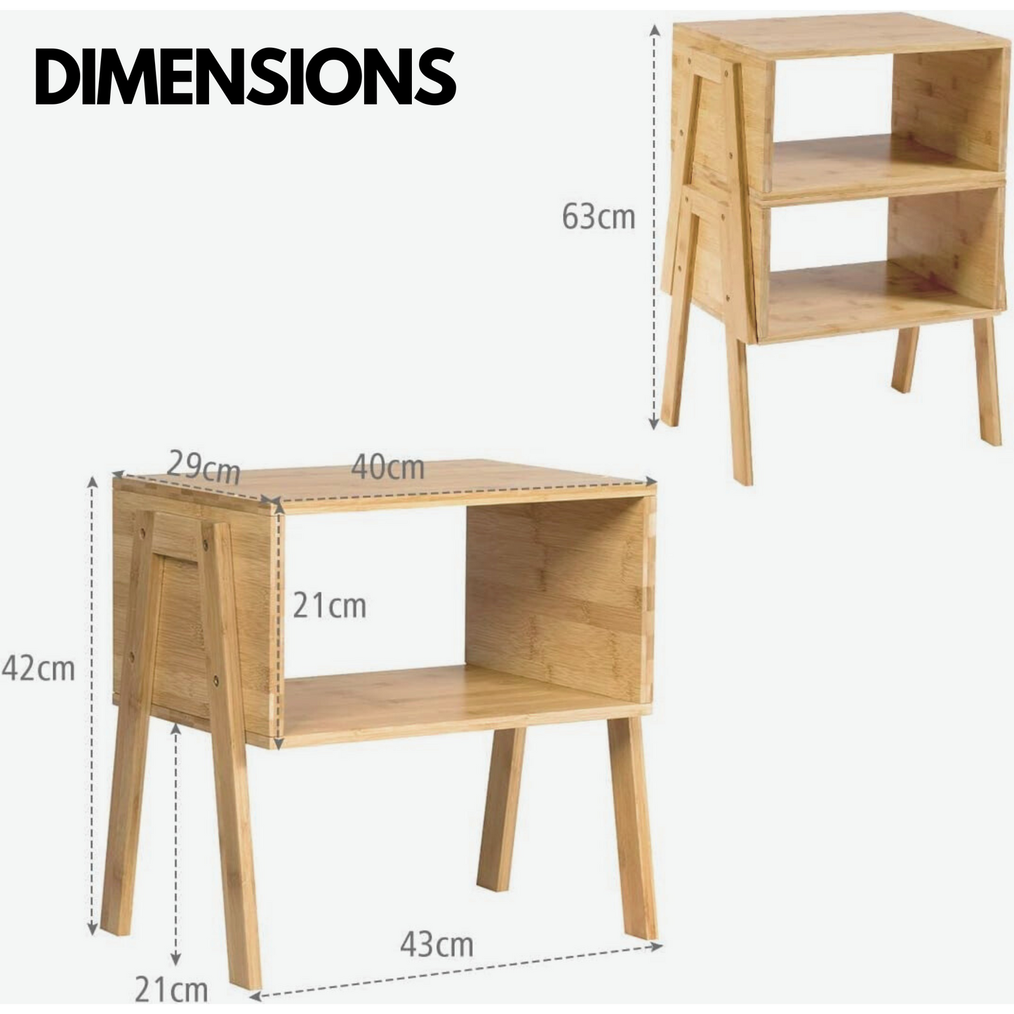 Set Of 2 Wooden Stackable Bedside Tables