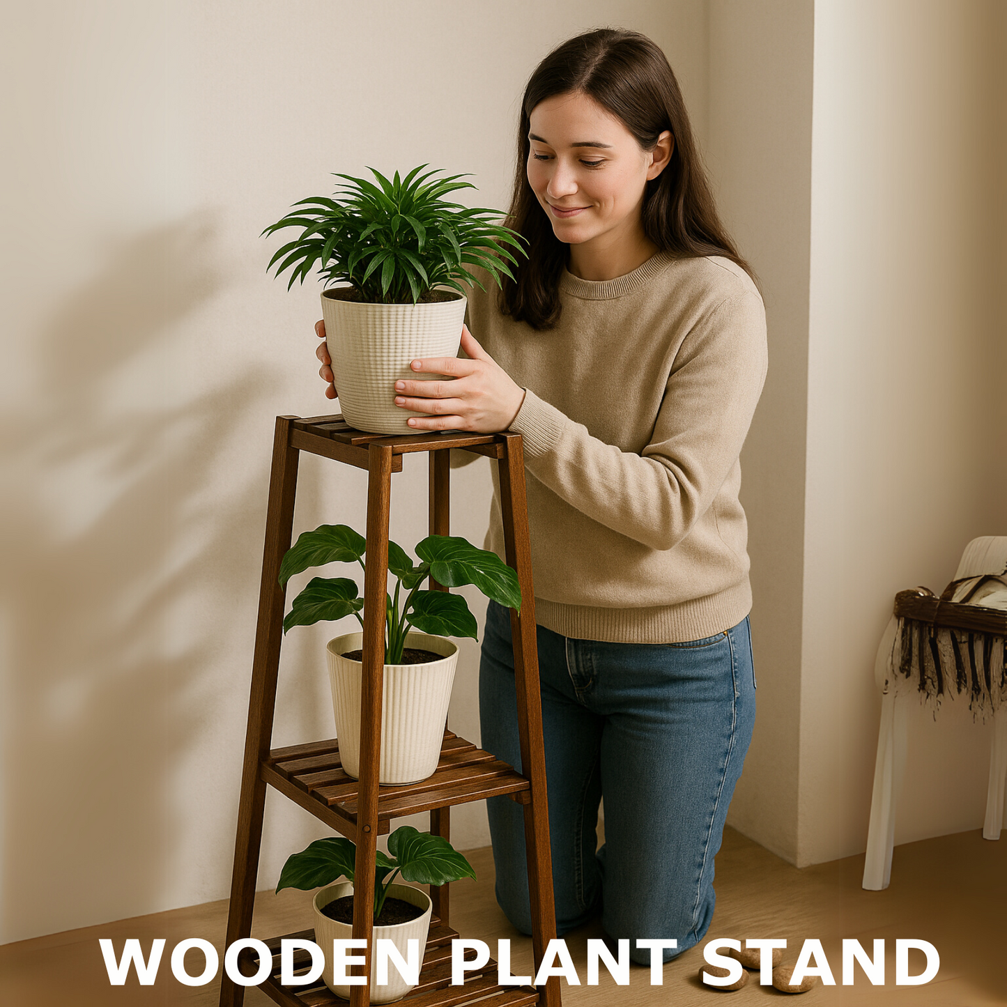 Bamboo 4 Tier Indoor Outdoor Plant Stand