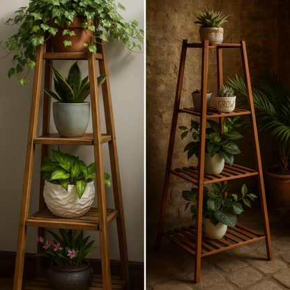 Bamboo 4 Tier Indoor Outdoor Plant Stand