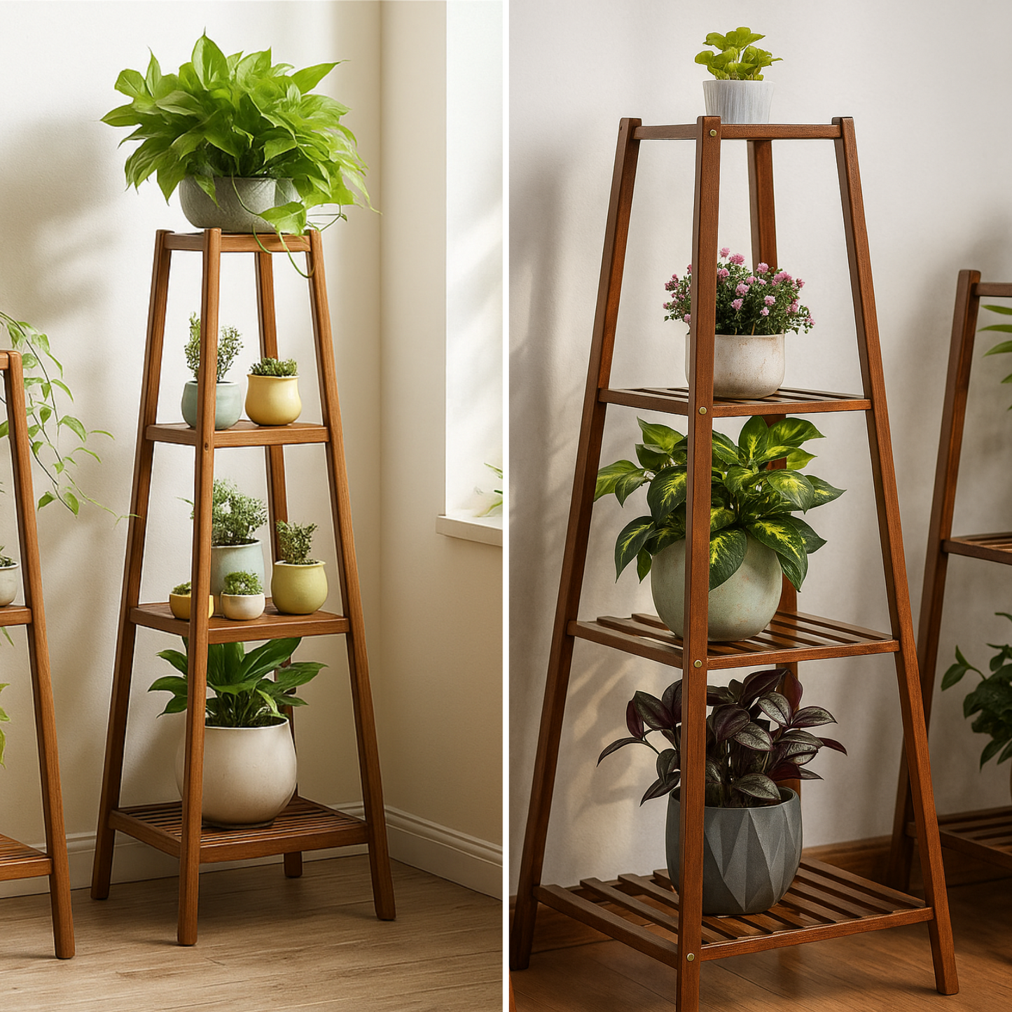 Bamboo 4 Tier Indoor Outdoor Plant Stand
