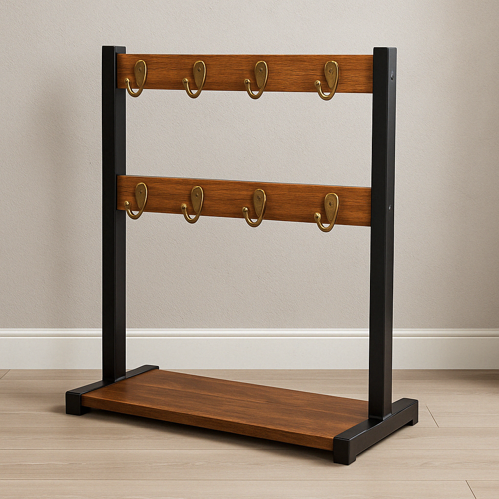 Industrial Wooden Mug Holder Stand For Countertop