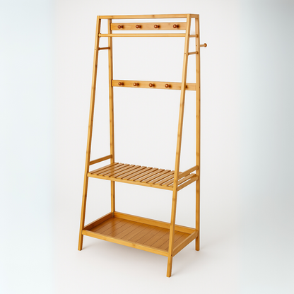 Wooden Clothes Rack | Open Wardrobe With Shoe Storage