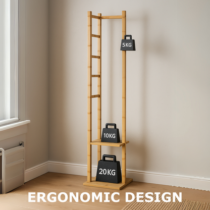Narrow Wooden Clothes Rail With 2 Shelves