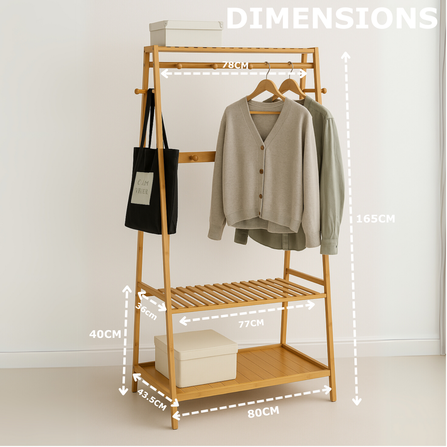 Wooden Clothes Rack | Open Wardrobe With Shoe Storage