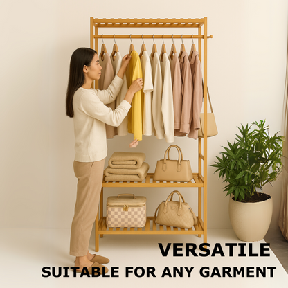 Wooden Clothes Rack | Open Wardrobe With Shoe Storage