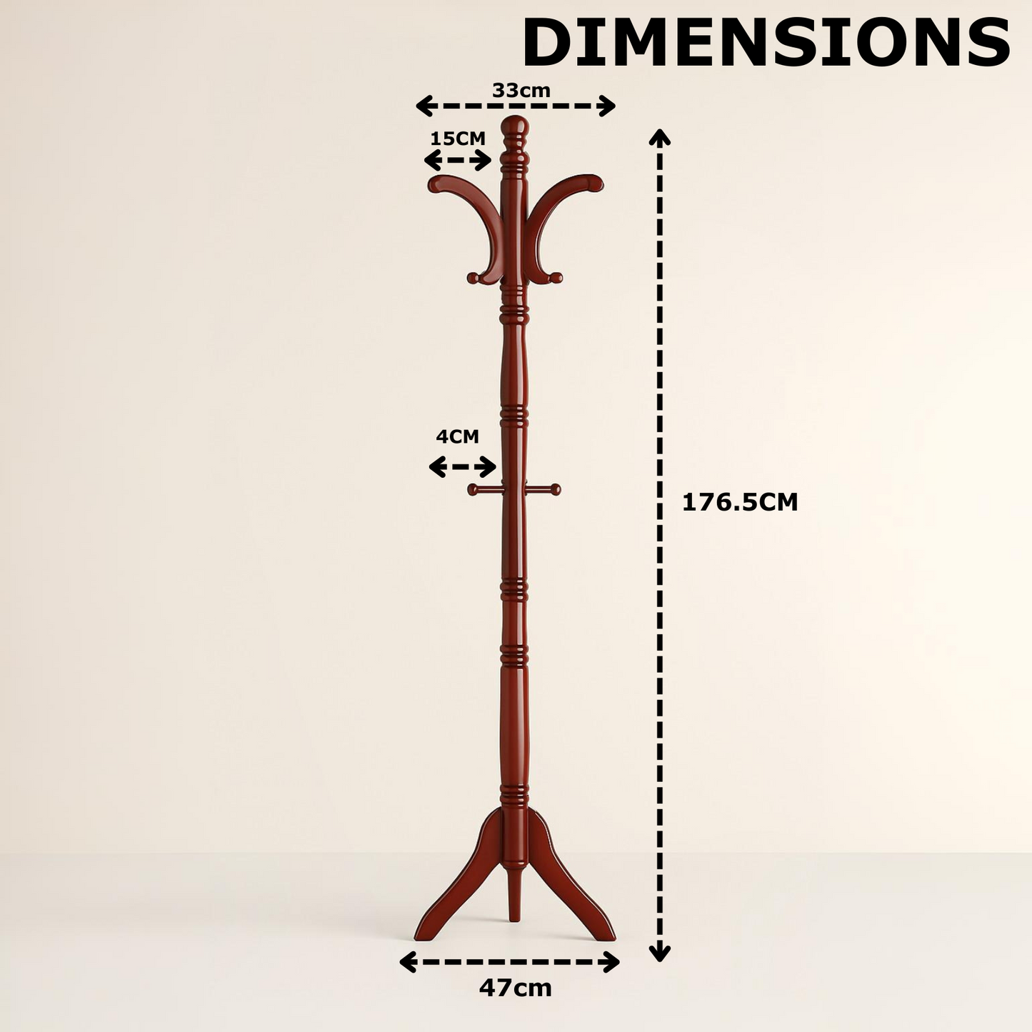 Wooden Hallway Coat Stand With 13 Hooks